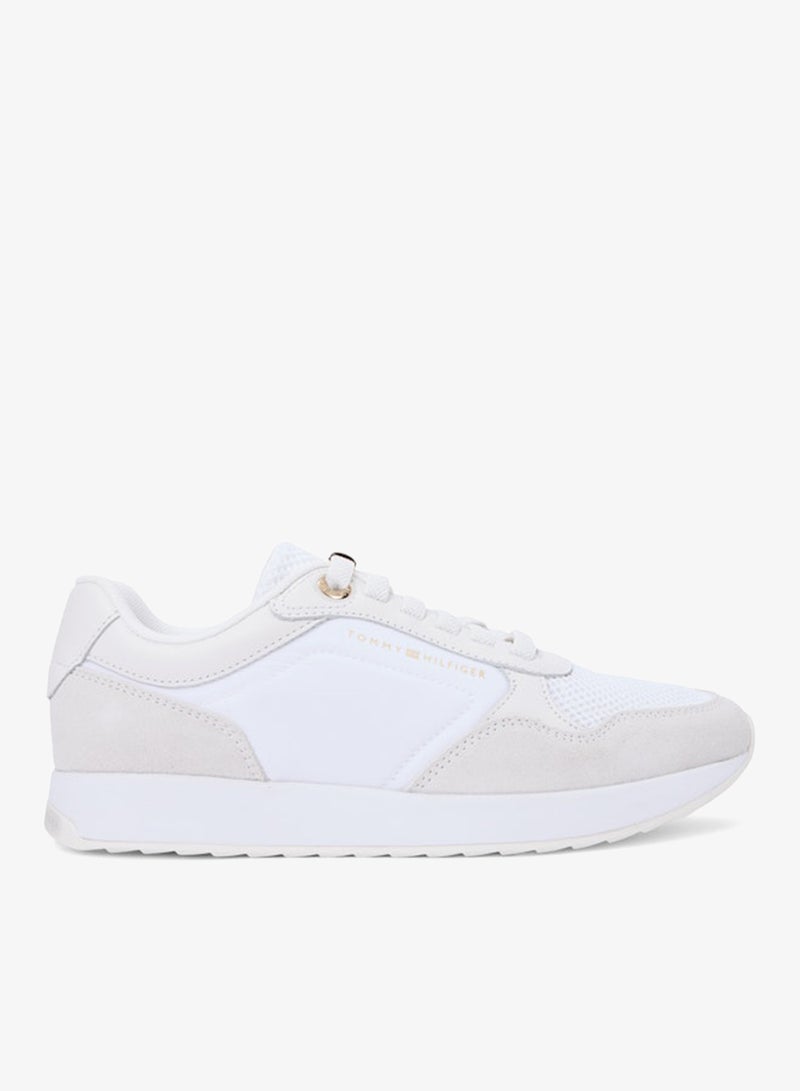 TOMMY HILFIGER Suede Mixed Texture Mesh Serrated Trainers - Image 1